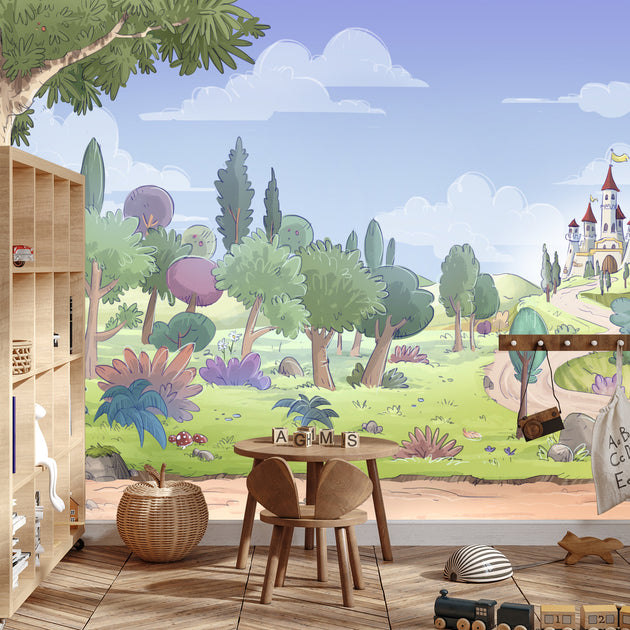 Castle in the forest wall mural – Mural Wonder