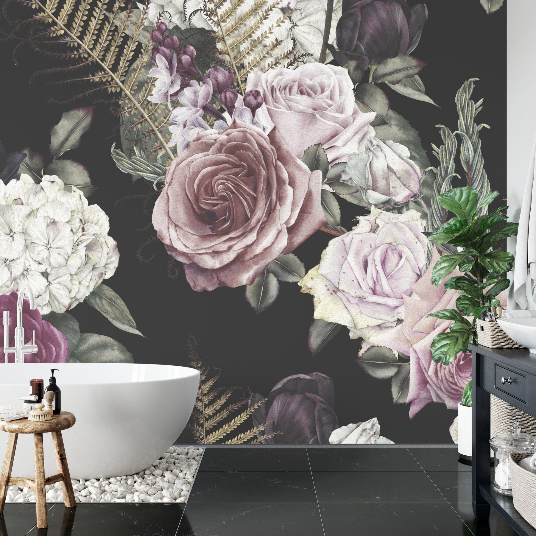 Vibrant floral wallpaper mural featuring a mix of colorful flowers in various styles, perfect for adding elegance and character to any interior.