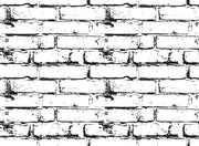 Black and white distressed brick wall mural, industrial faux brick wallpaper for modern bedroom decor.