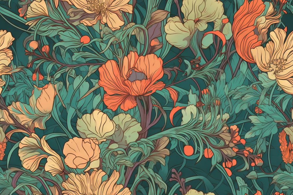 Exotic Floral Wallpaper Mural image 1