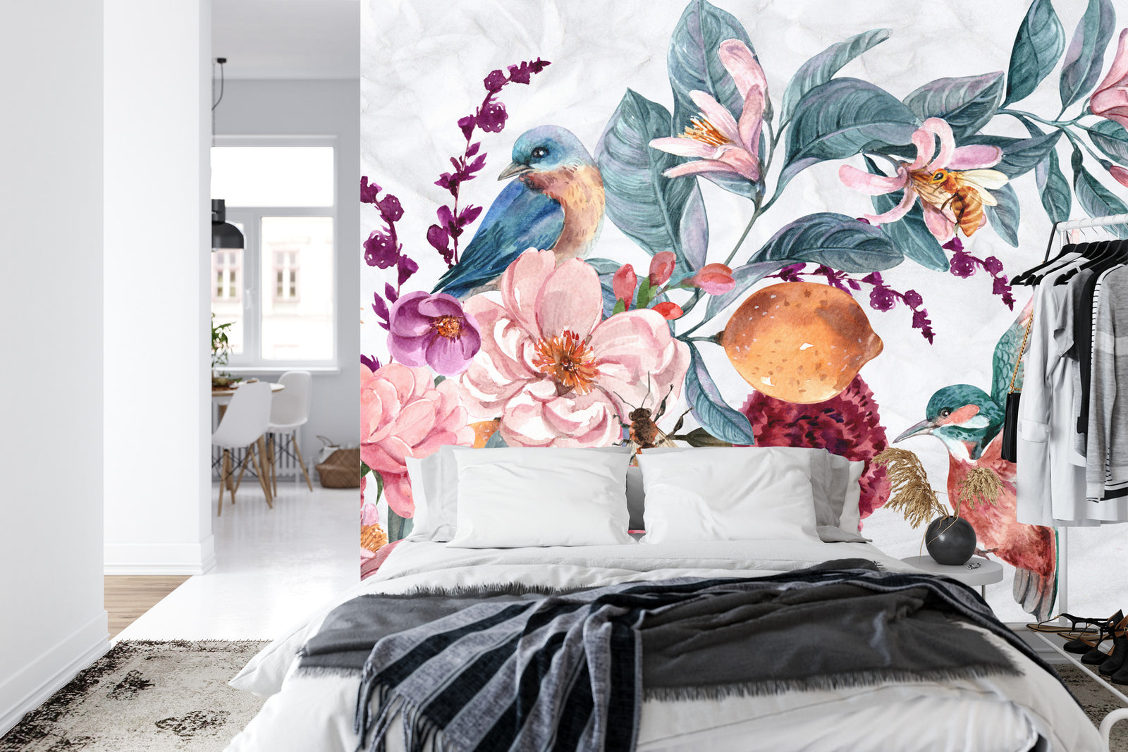 Watercolour hummingbird wall mural image 0