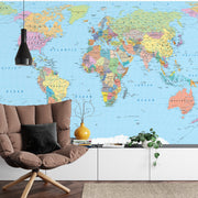 Colourful world map wall mural image 2
