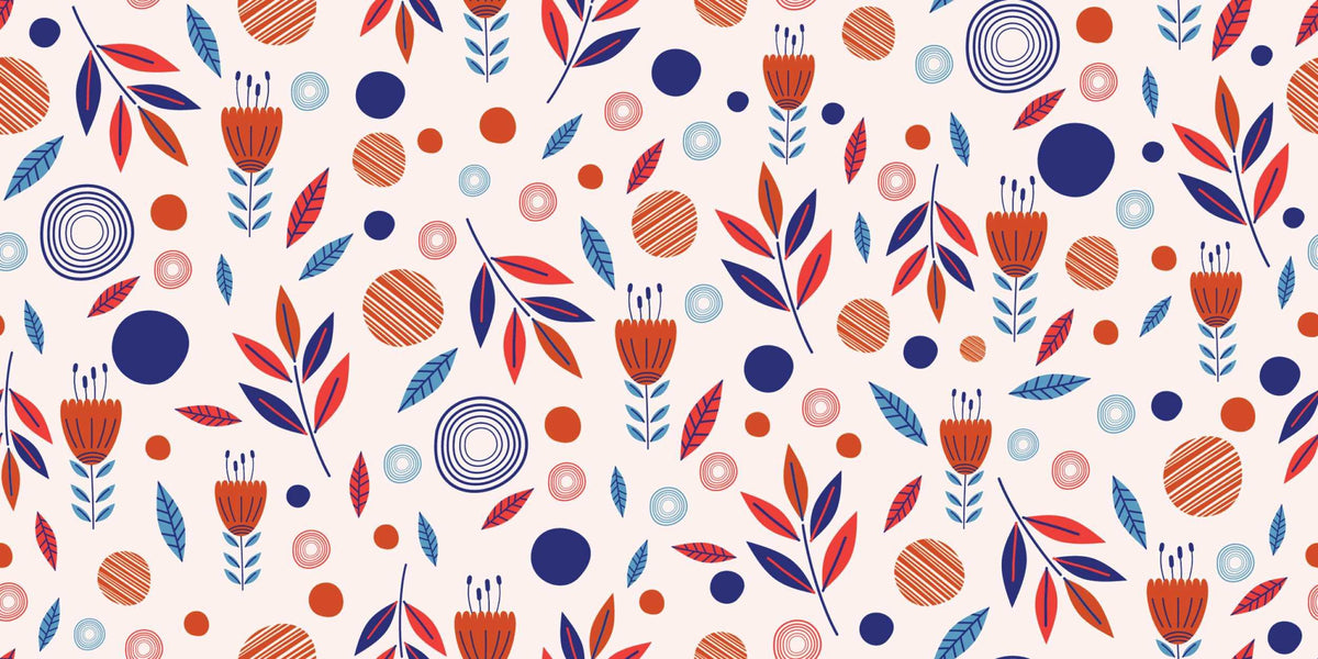 Scandinavian Flower Pattern Wallpaper Mural image 1