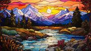 Stained Glass Landscape Wallpaper Mural image 1