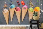 Ice cream in waffle cone wall mural image 0