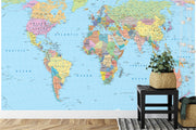 Colourful world map wall mural image 3