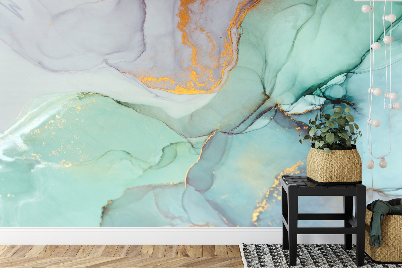 Coloured ornamental marble wall mural image 0