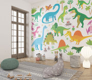 Colourful Cartoon Dinosaur Wallpaper Mural.