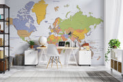 Political world map wall mural