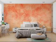 Washed Orange Wallpaper Mural decorating a bedroom.