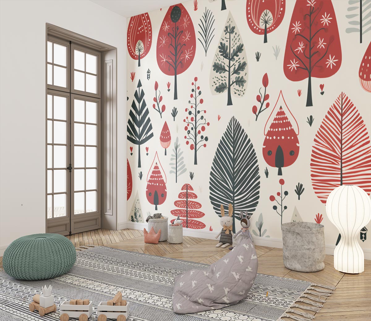 Red Forest Wallpaper Mural image 0