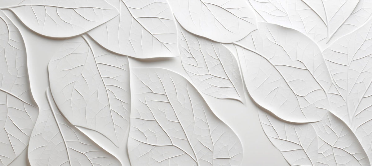 White Leaves Wallpaper Mural image 1