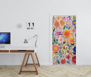 Colourful Flowers Painting Door Covering