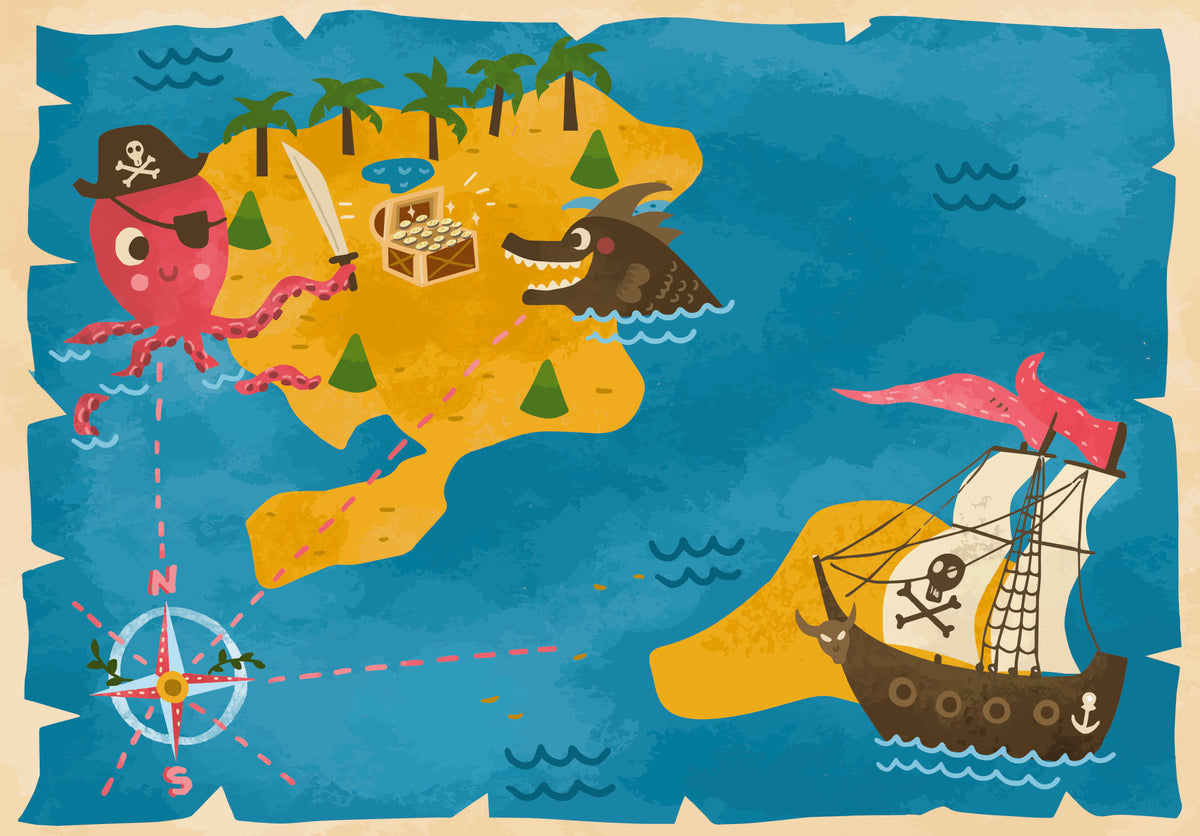 Cartoon treasure map wall mural image 1