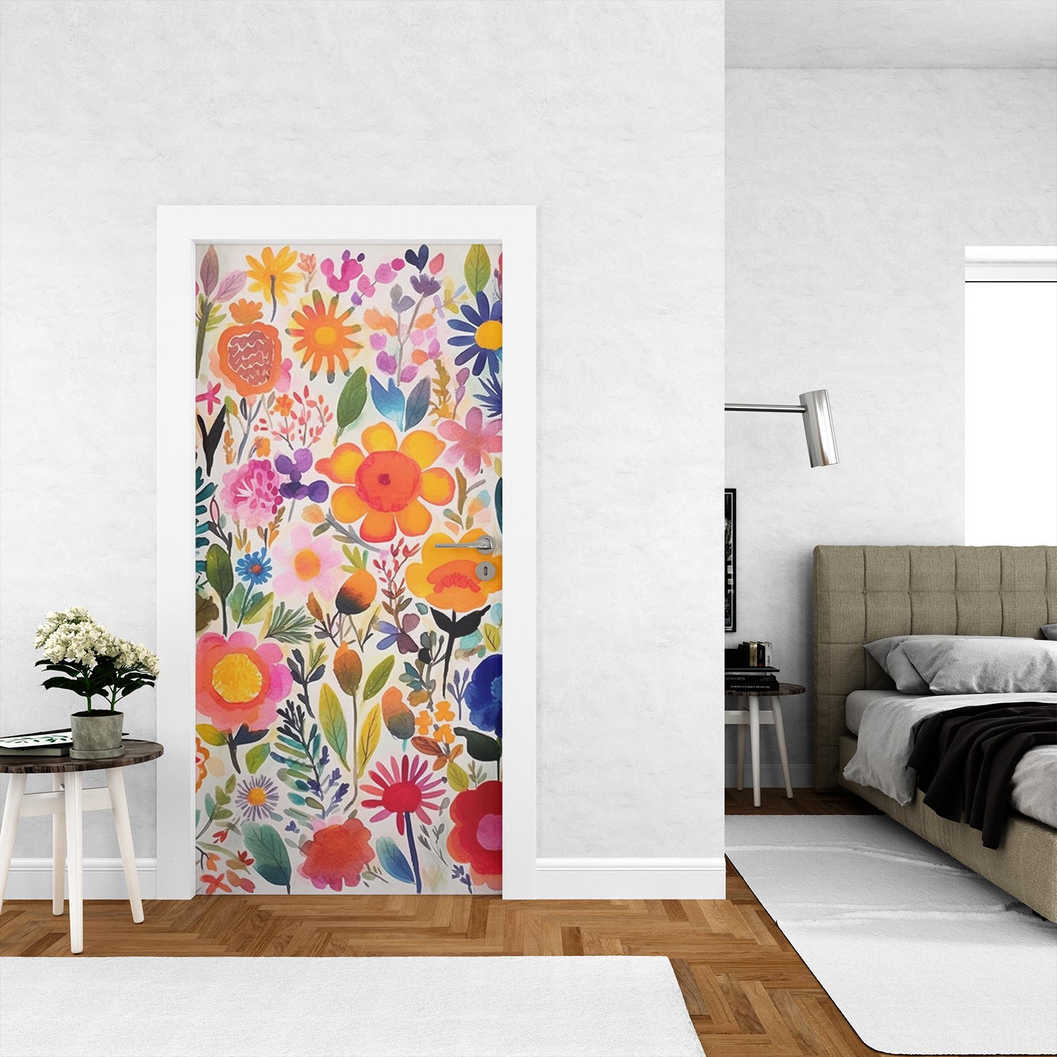 Colourful Flowers Painting Door Covering