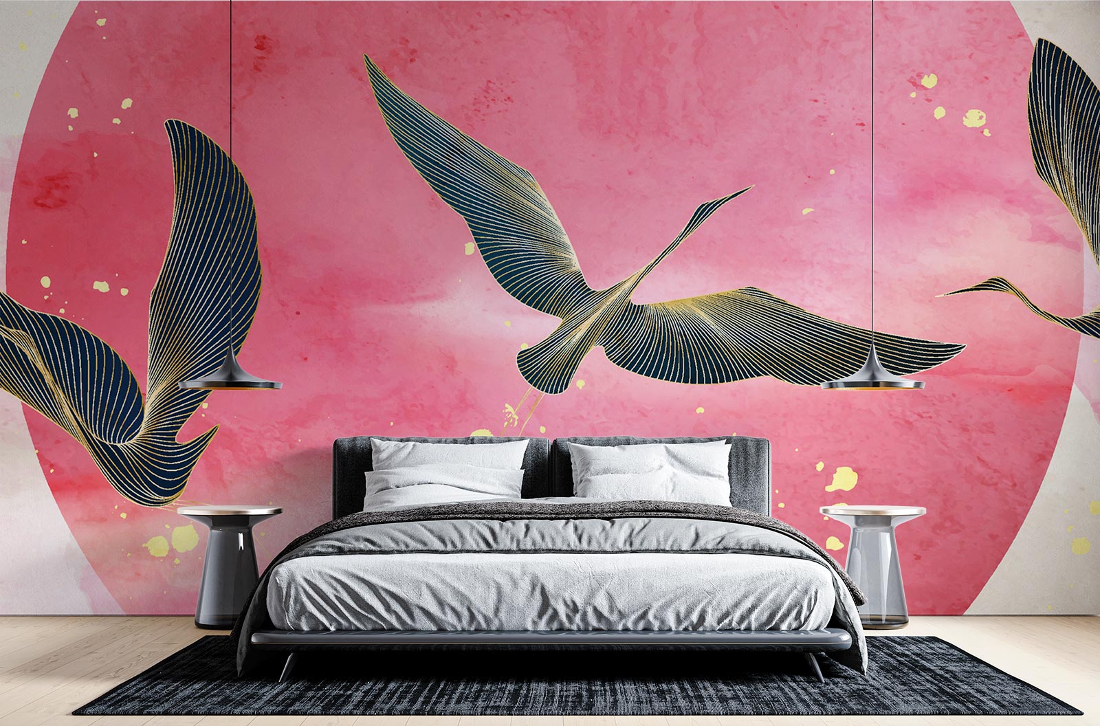 Red Moon Bedroom Wall Mural