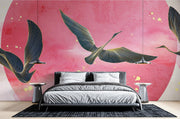Red Moon Bedroom Wall Mural