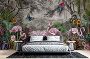 Flamingos wall mural