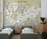 Vintage world map wall mural