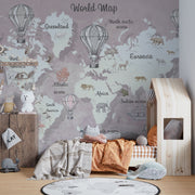 Retro World Map Wallpaper Mural