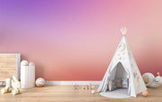 Calming ombre wall mural transitioning from blush pink to twilight purple, ideal for kids' rooms and nurseries.