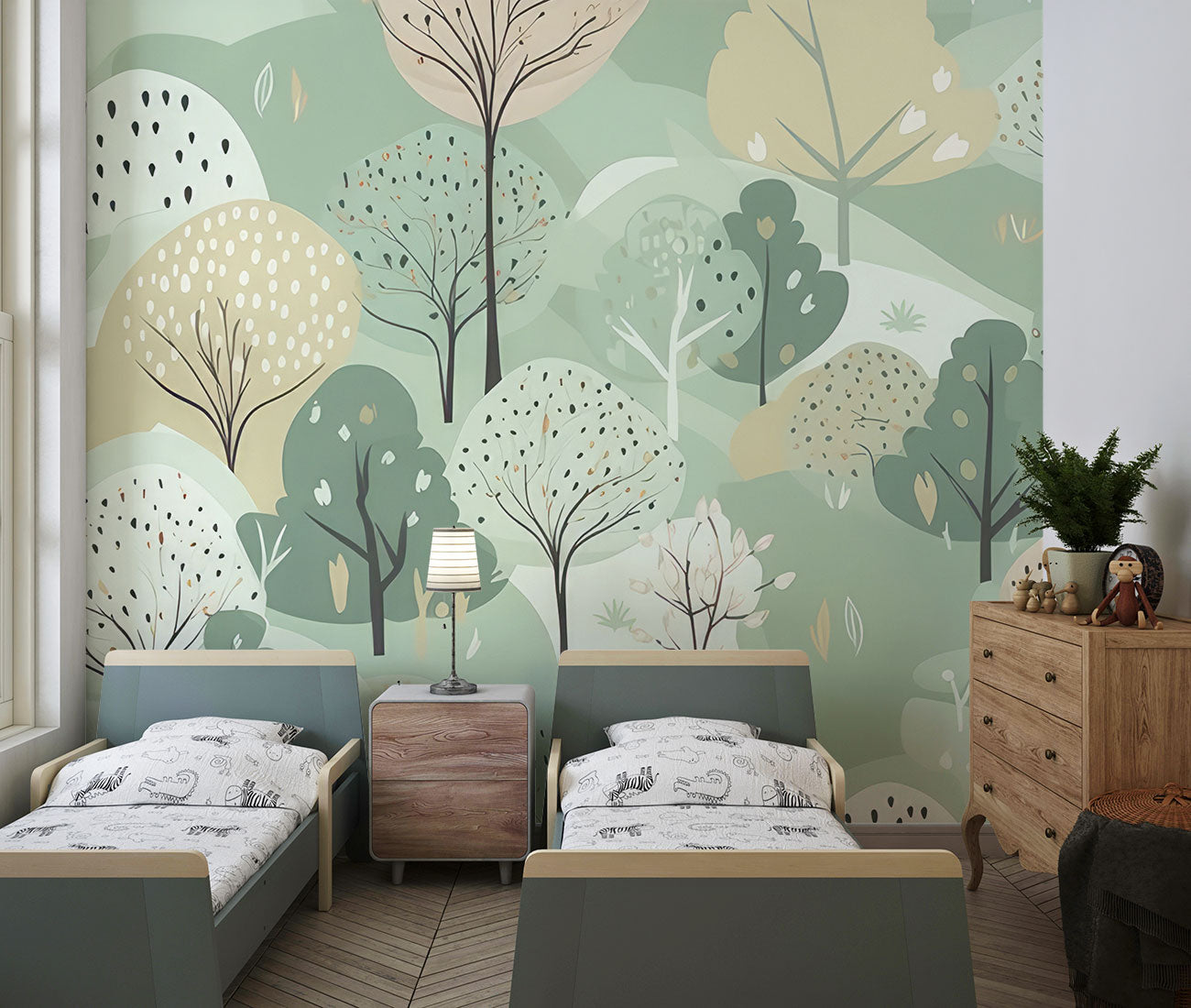 Green Forest Wallpaper Mural image 0