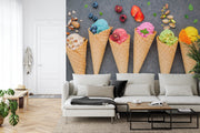 Ice cream in waffle cone wall mural image 3