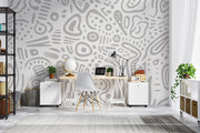 Grey Line Drawing Wallpaper Mural image 0