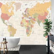 Light yellow and orange world map wall mural image 2