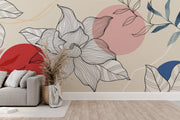 Floral Line Art Wall Mural image 2