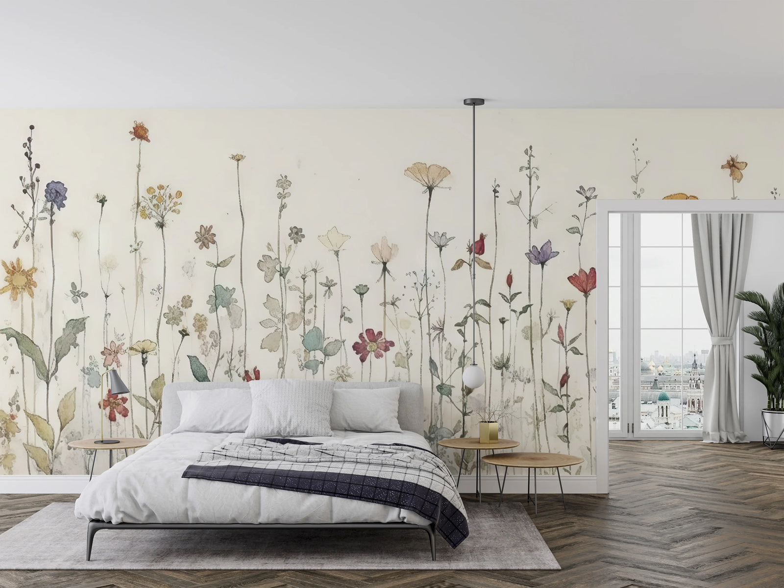 Watercolour Wildflowers Wall Mural image 0