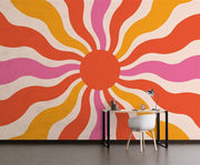 Retro Sunburst Wallpaper Mural image 2