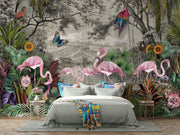 Flamingos wall mural