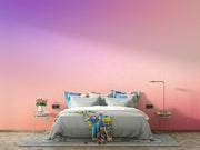 Calming ombre wall mural transitioning from blush pink to twilight purple, ideal for kids' rooms and nurseries.