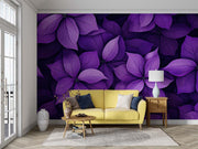 Deep Purple Floral Wall Mural – Luxurious Violet and Plum Botanical Wallpaper with Oversized Flowers for Elegant Interiors.