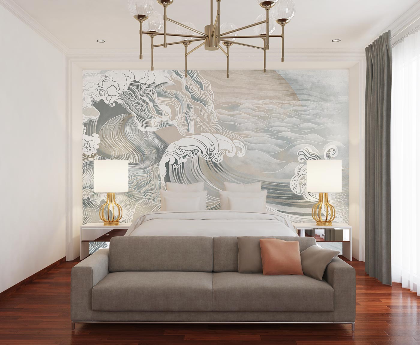 Grey Wave Wallpaper Mural image 0