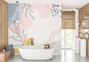 Hand Drawn Leaves Wallpaper Mural image 0