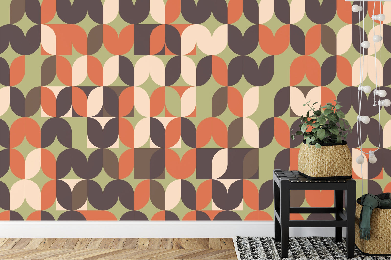 Retro pattern geometric wall mural image 0
