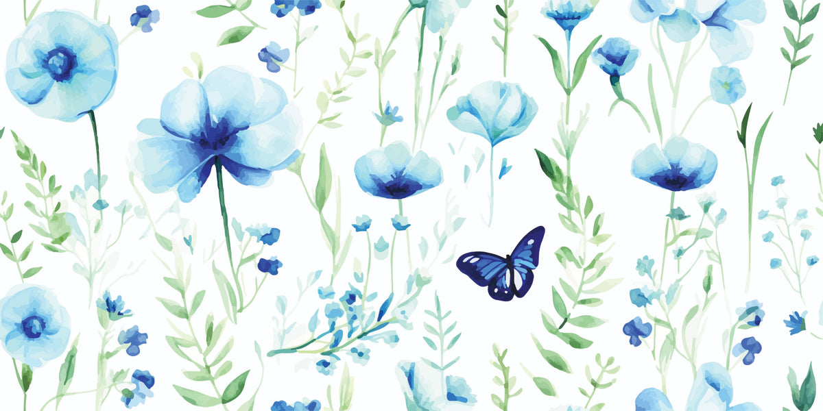 Blue Watercolour Wall Mural image 1