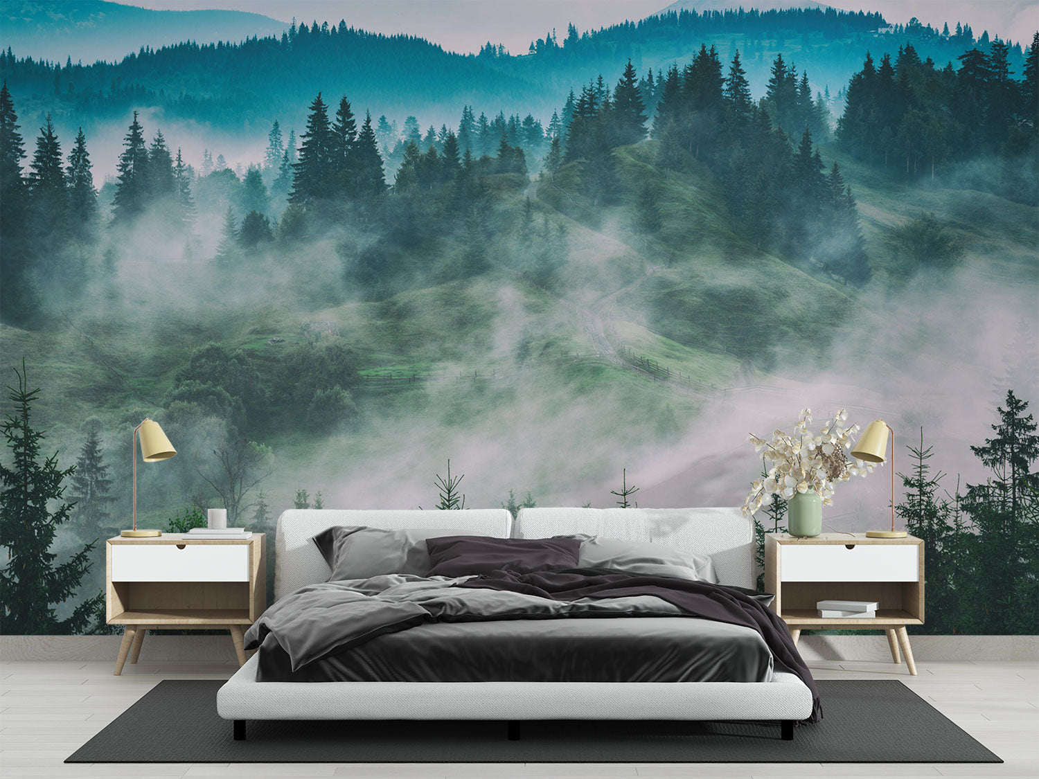 Misty Woodland Wall Mural