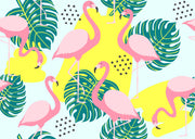 Leaves and flamingo wall mural image 2