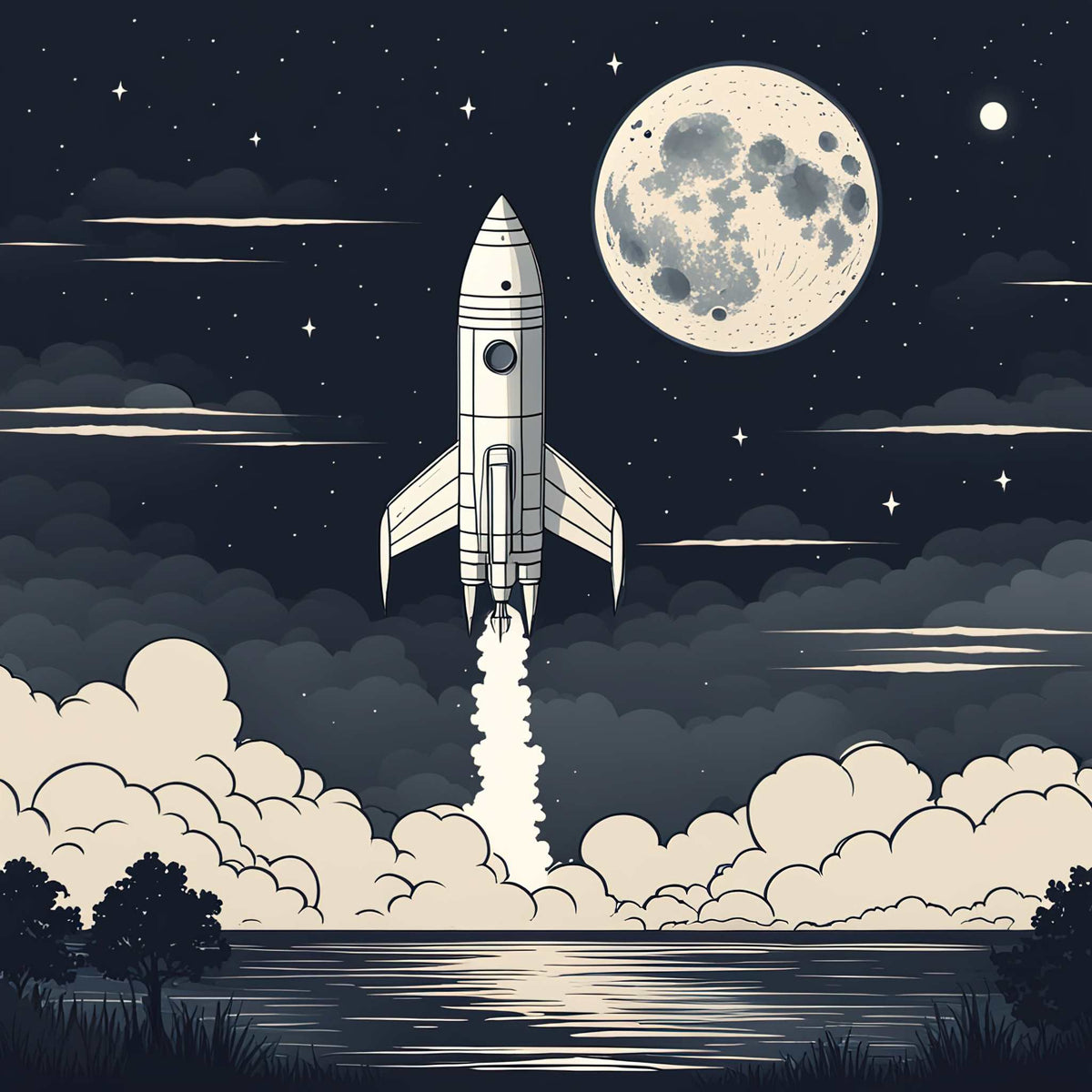 Cartoon Spaceship Wall Mural.