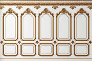 White and Gold Wood Panel Wallpaper Mural image 1
