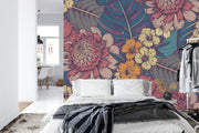 Leaves and flowers wall mural image 0