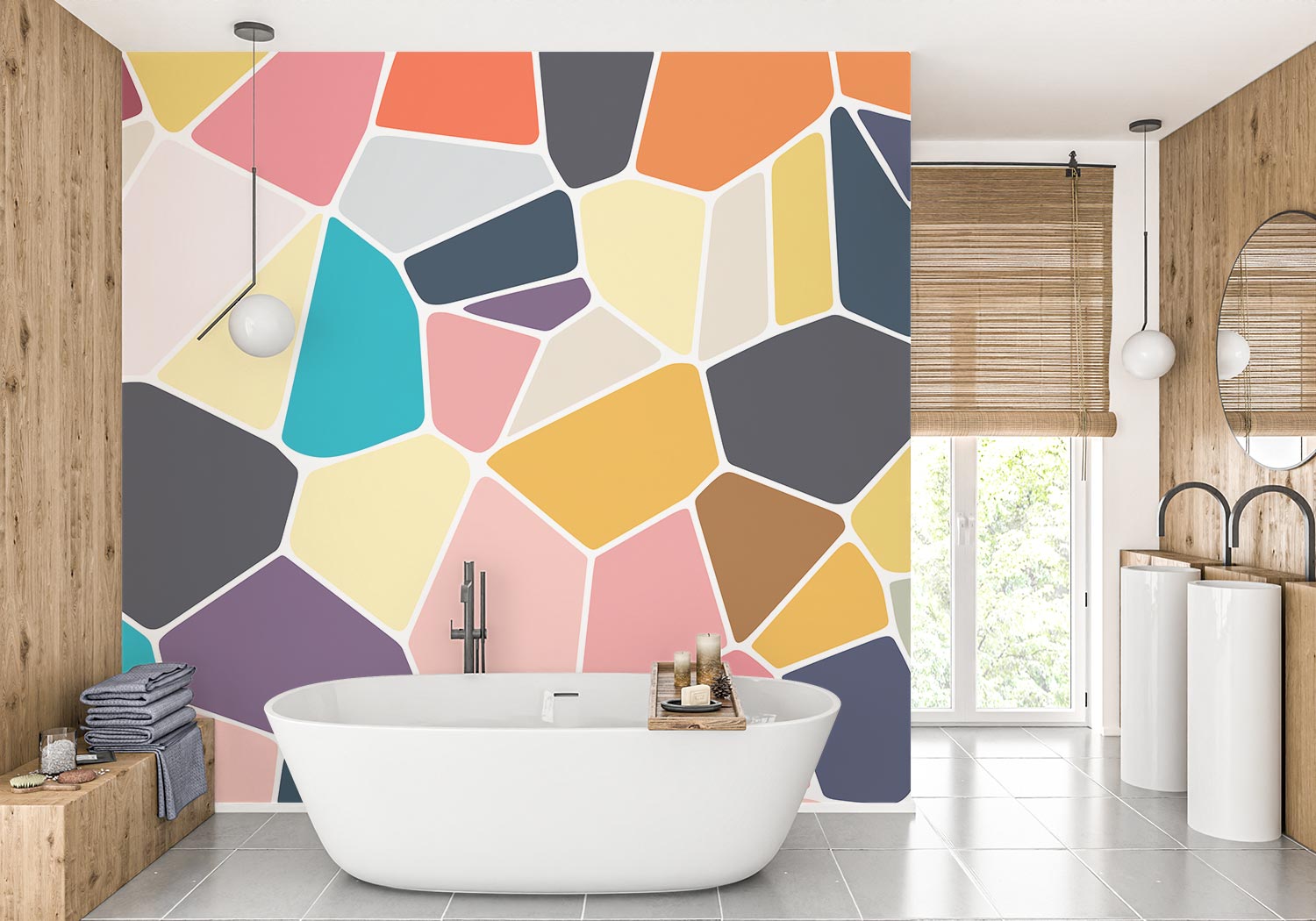 Colourful Voronoi Pattern Wallpaper Mural image 0