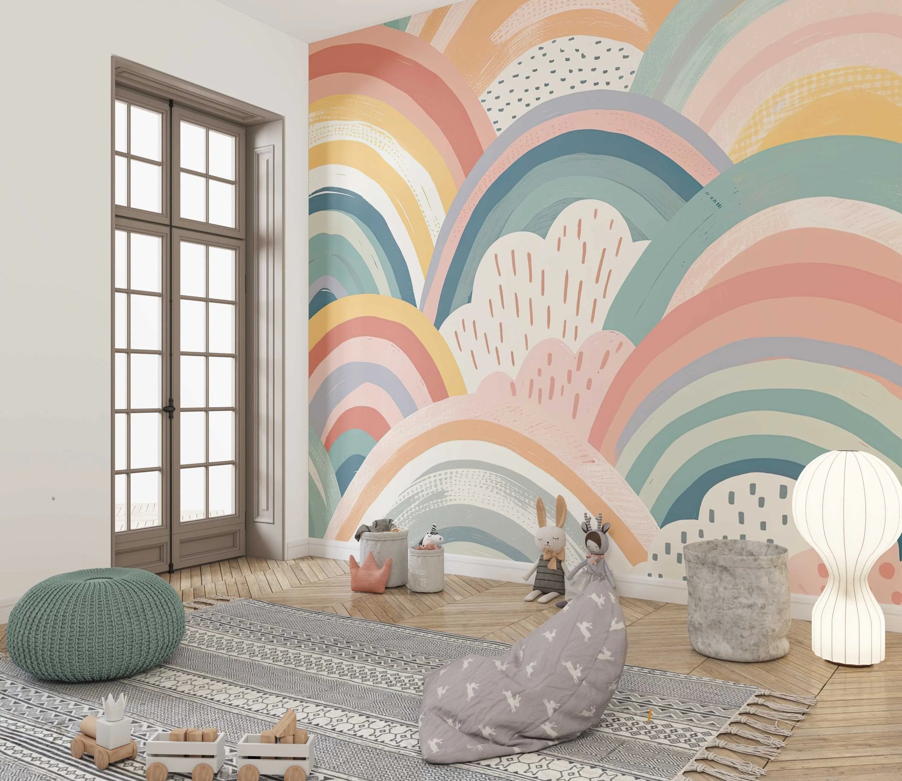 Pastel Rainbow Wall Mural image 0