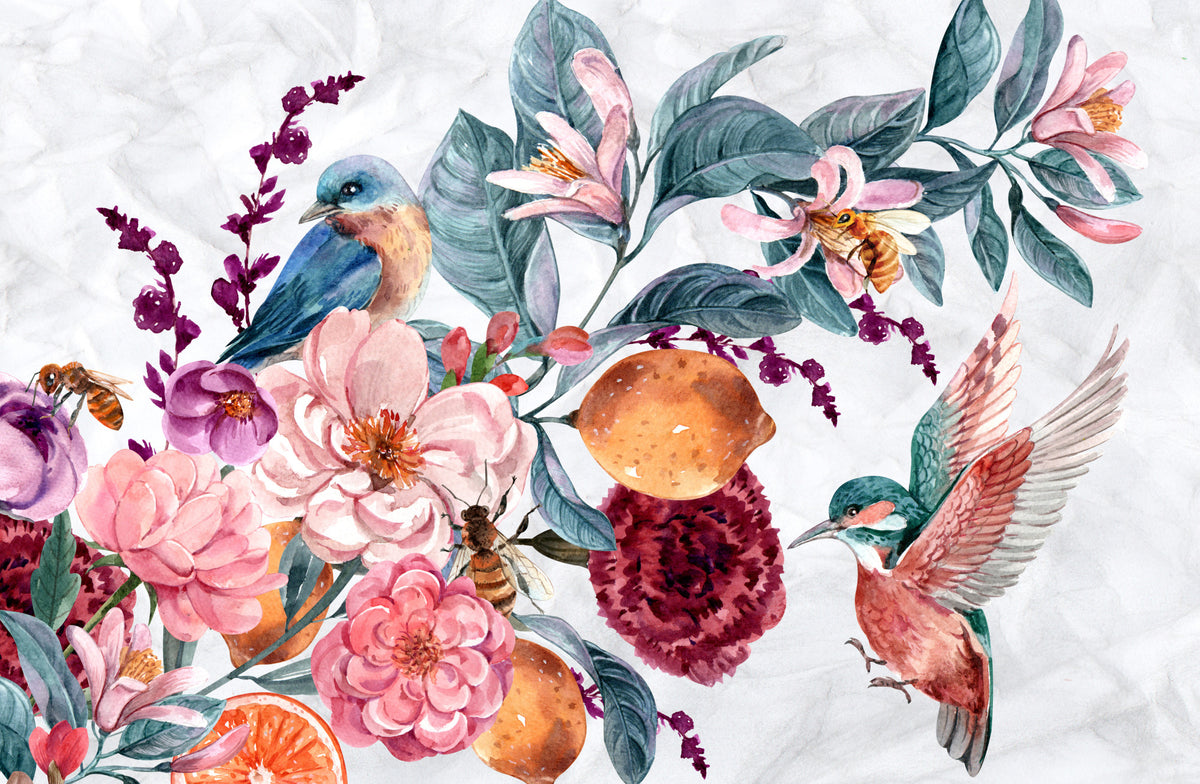 Watercolour hummingbird wall mural image 1