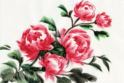Watercolour Peonies Natural Canvas image 1