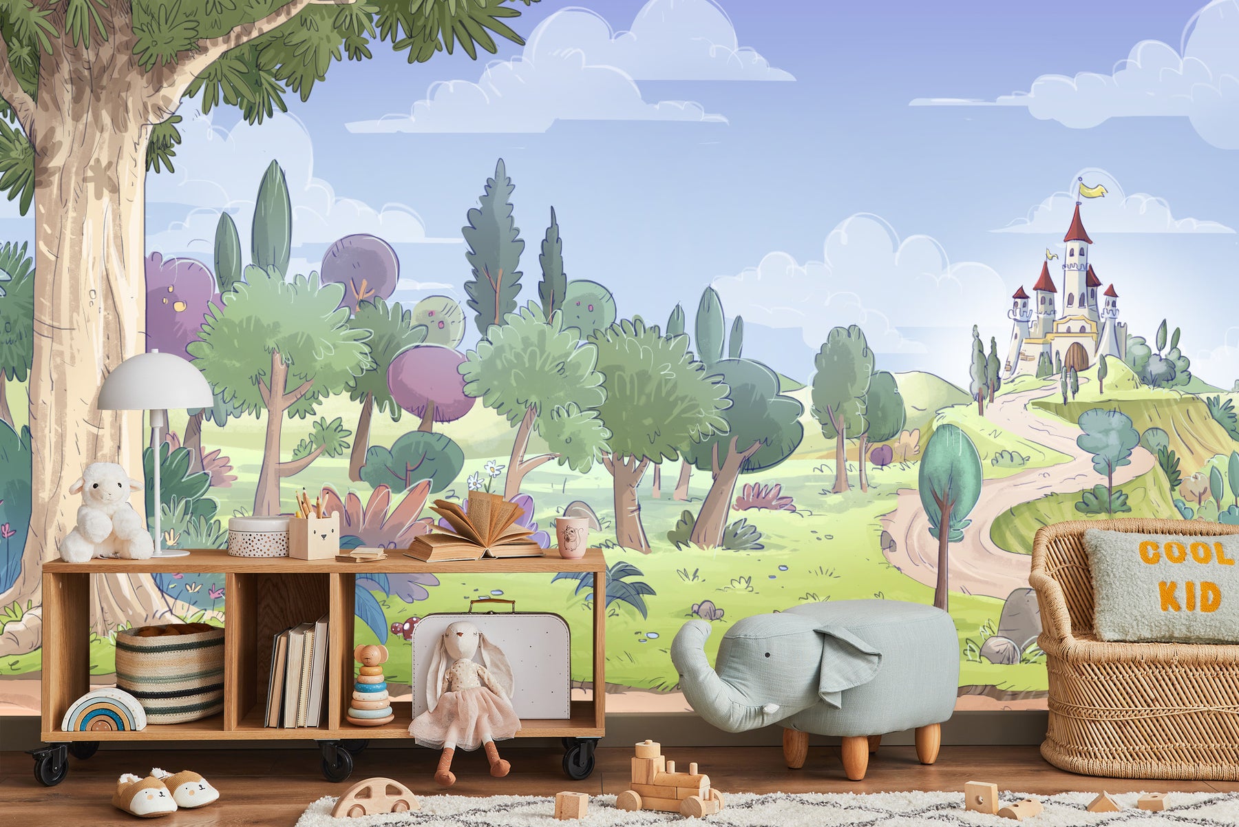 Castle in the forest wall mural image 0