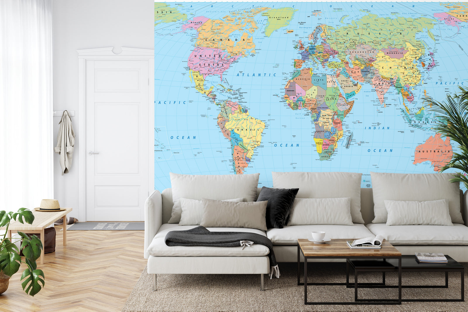Colourful world map wall mural image 0
